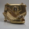 Gold Lorenza Plated Embellishment Jewel Heel Set