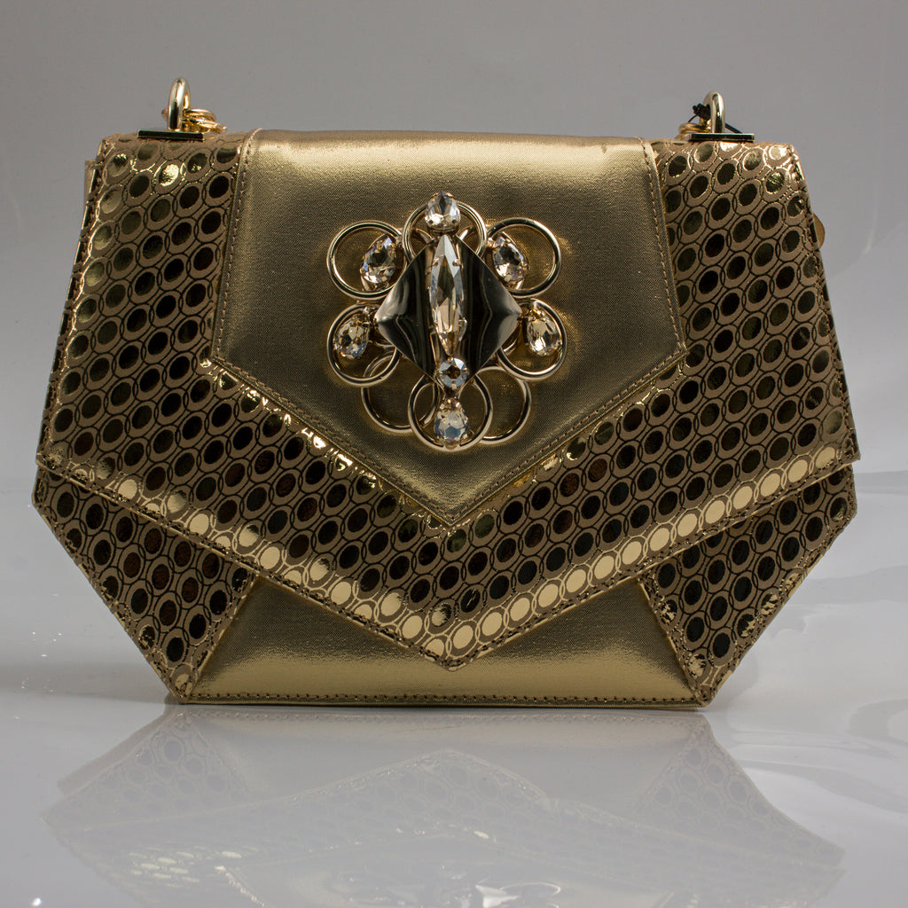 Gold Lorenza Plated Embellishment Jewel Heel Set