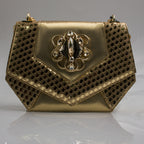 Gold Lorenza Plated Embellishment Jewel Heel Set - Italian Shoe and Bag Set - Classic Shoes London
