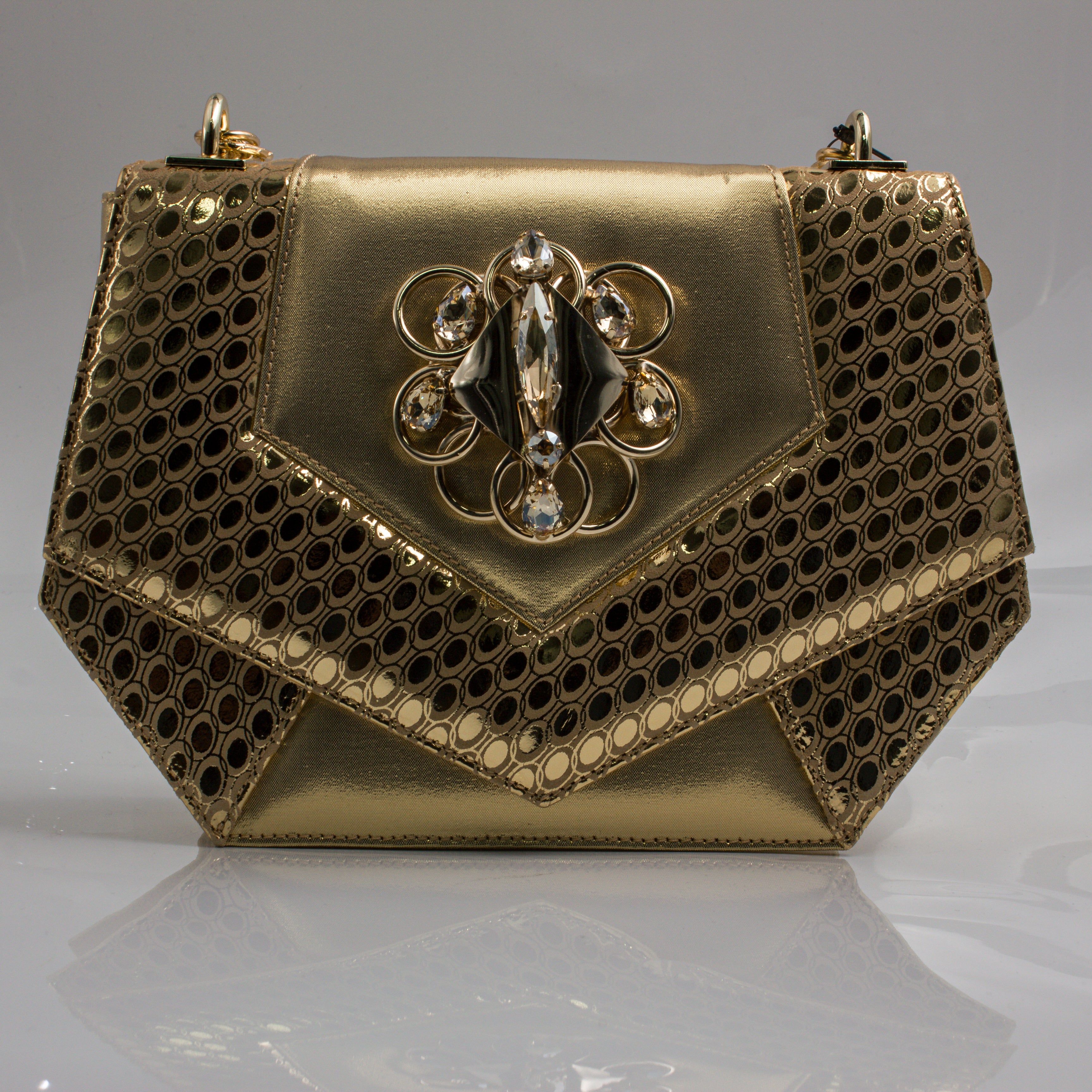 Gold Lorenza Plated Embellishment Jewel Heel Set