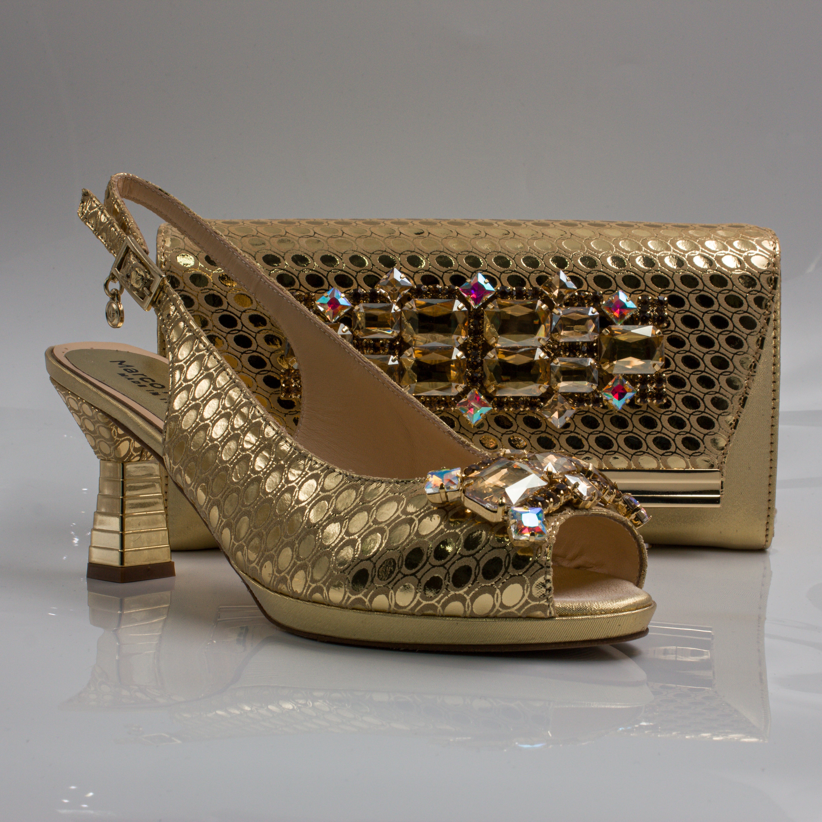 Gold Lorenza Jewel Heel Set