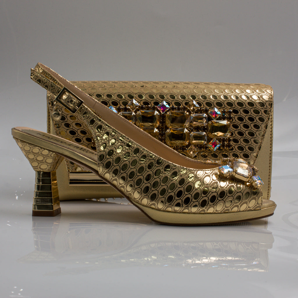 Gold Lorenza Jewel Heel Set