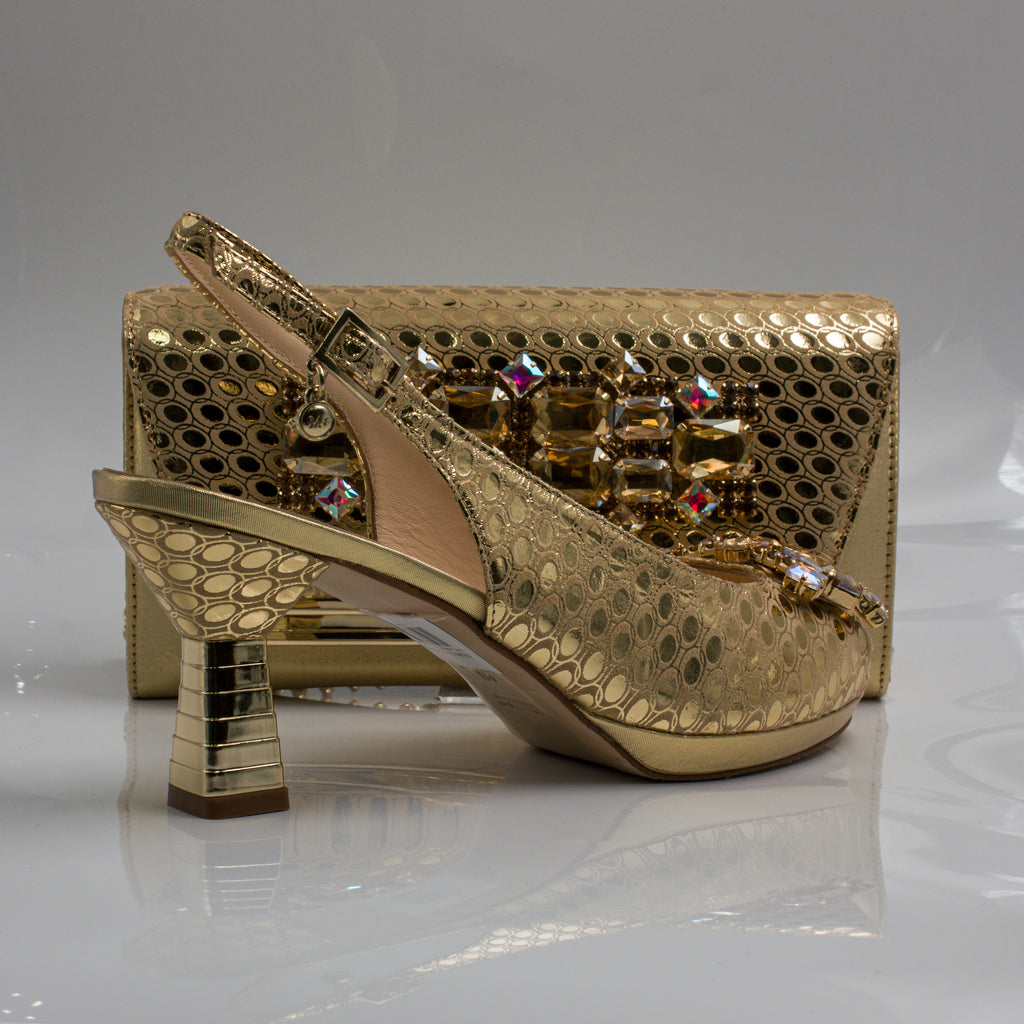 Gold Lorenza Jewel Heel Set