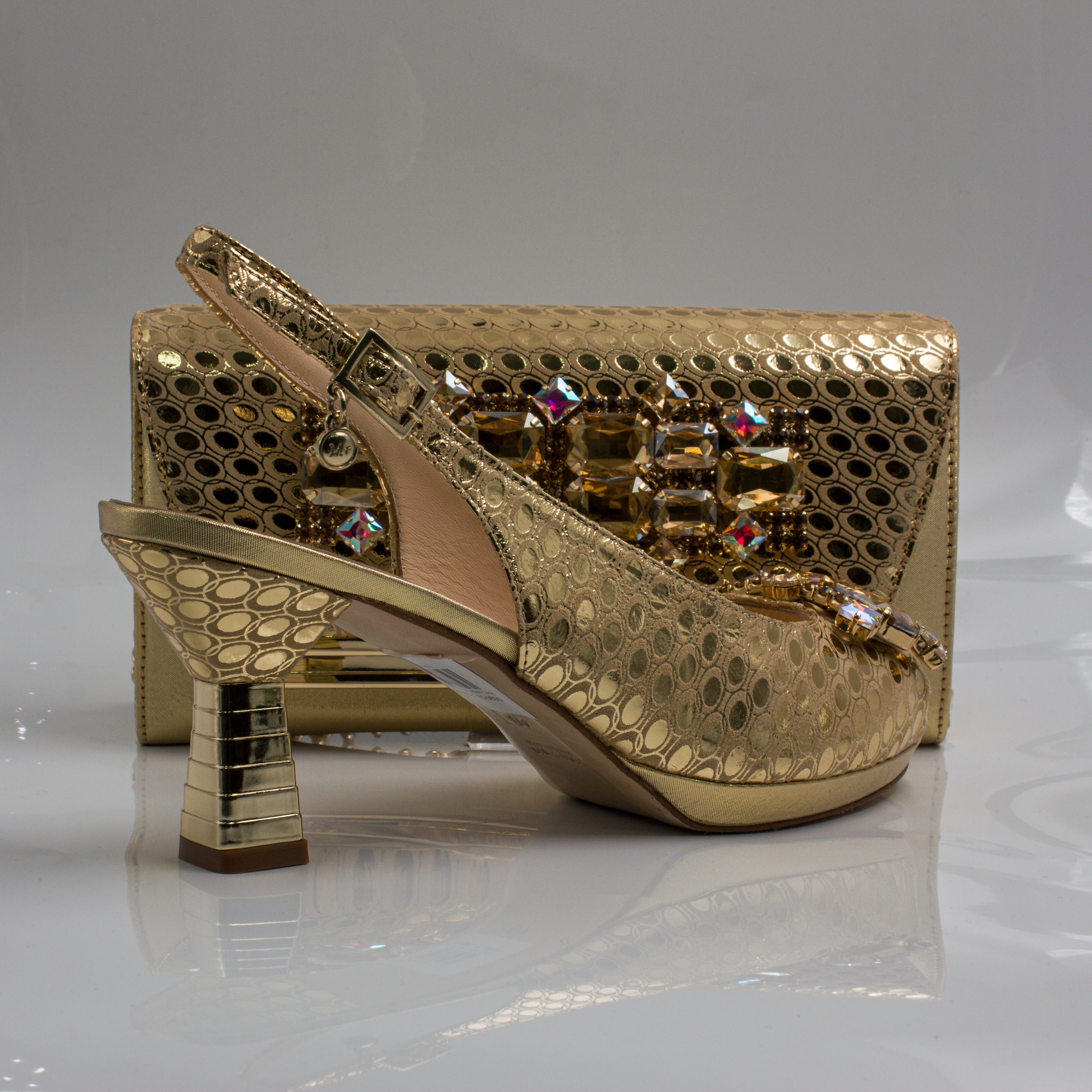 Gold Lorenza Jewel Heel Set