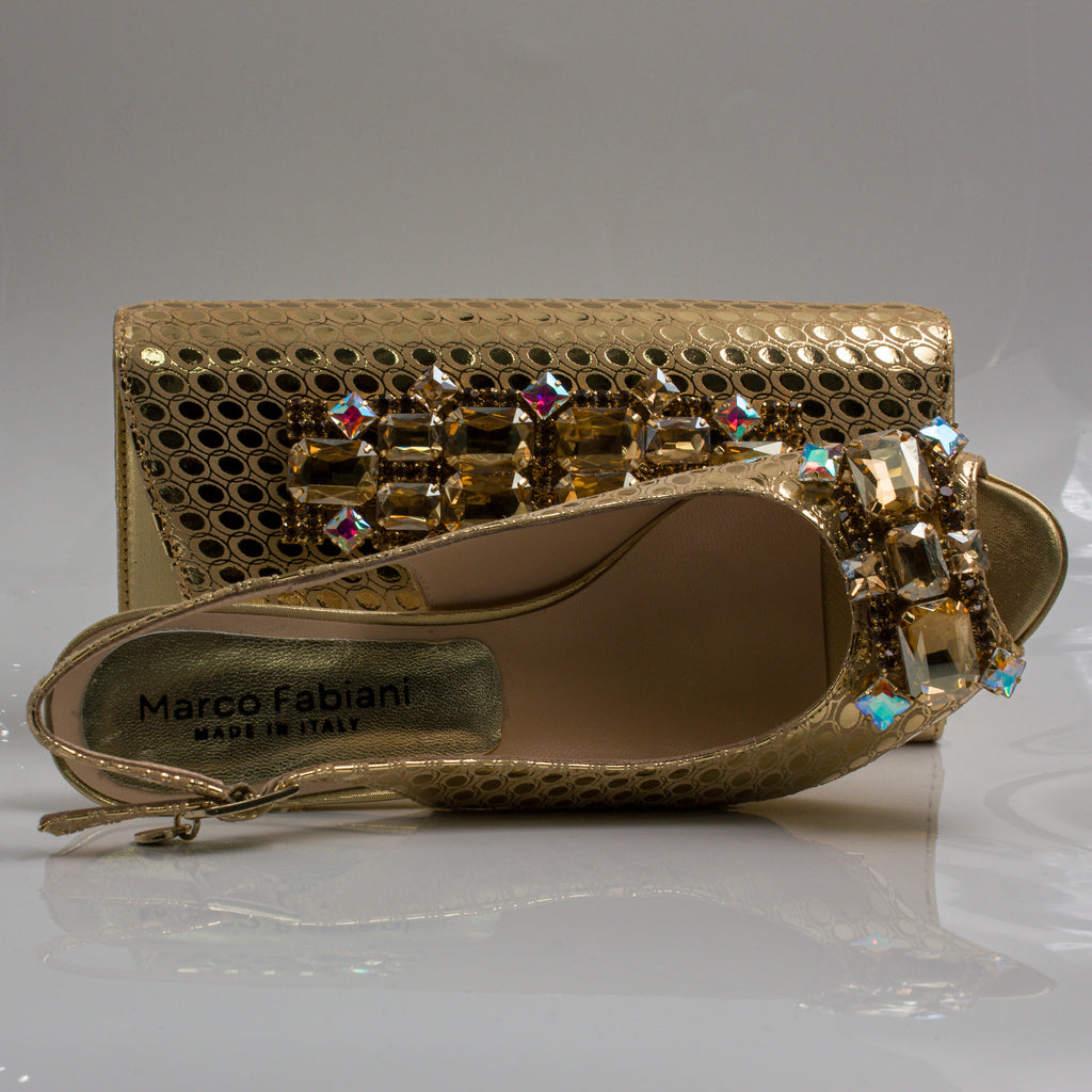 Gold Lorenza Jewel Heel Set