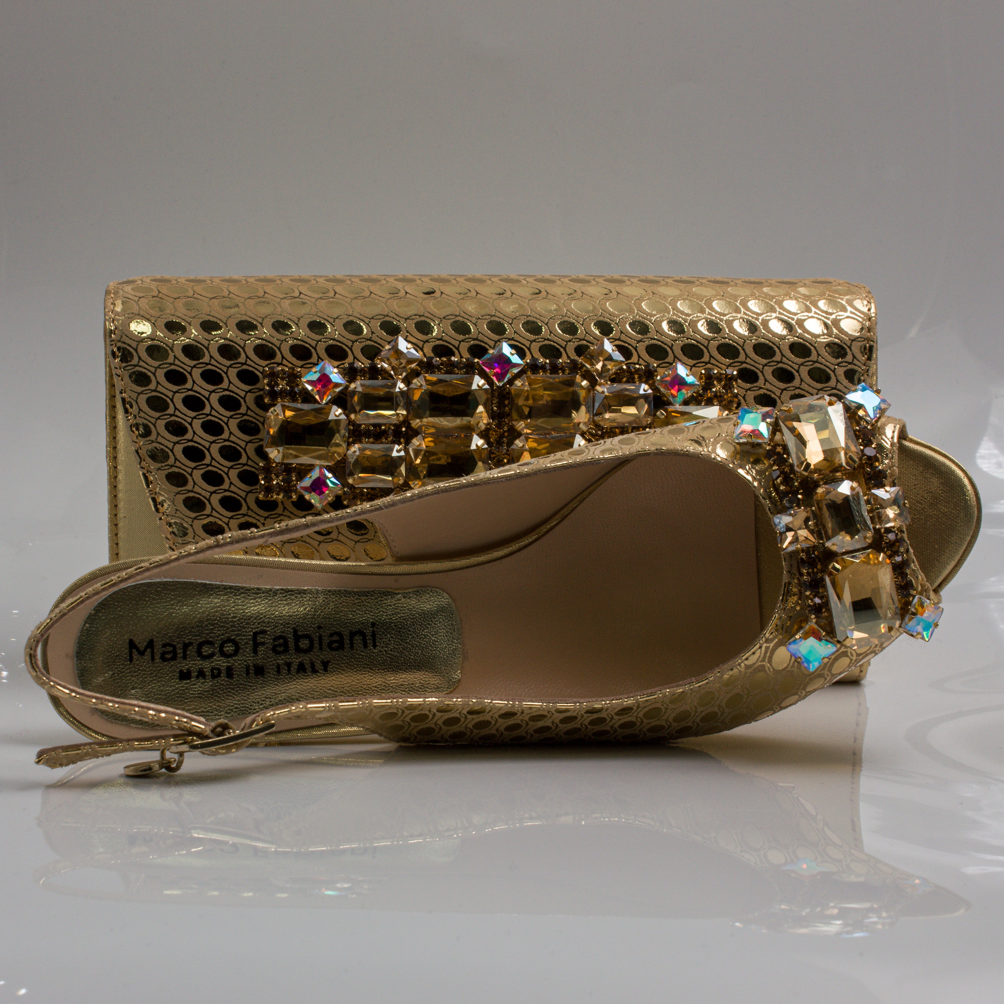 Gold Lorenza Jewel Heel Set
