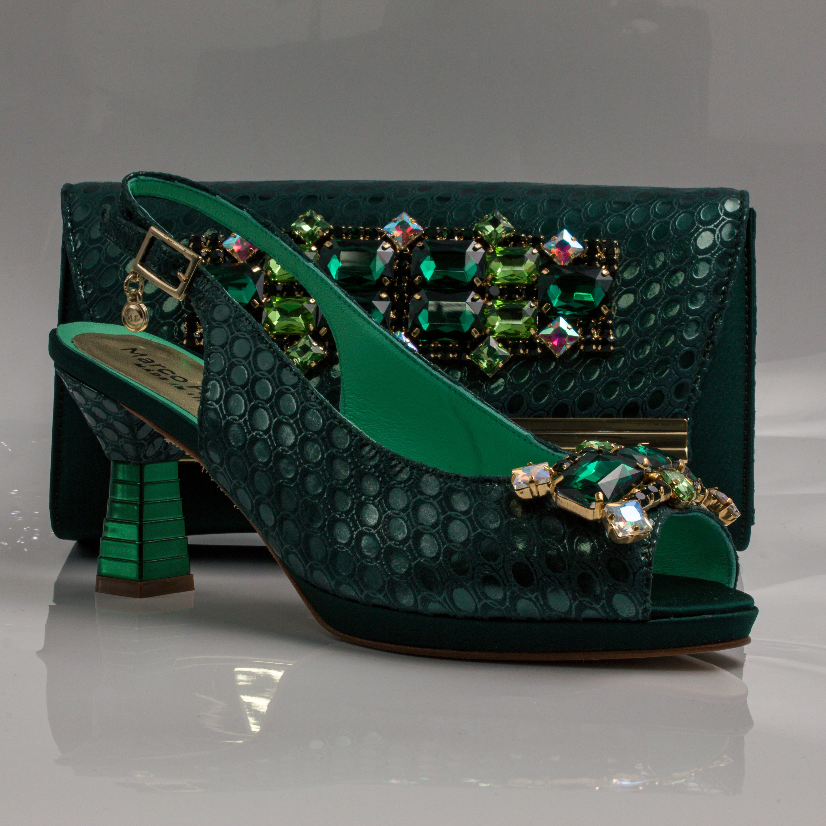 Emerald Green Lorenza Jewel Heel Set