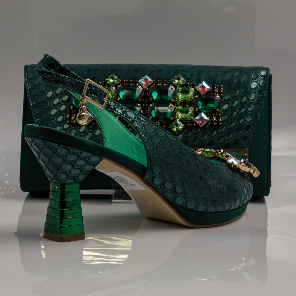 Emerald Green Lorenza Jewel Heel Set