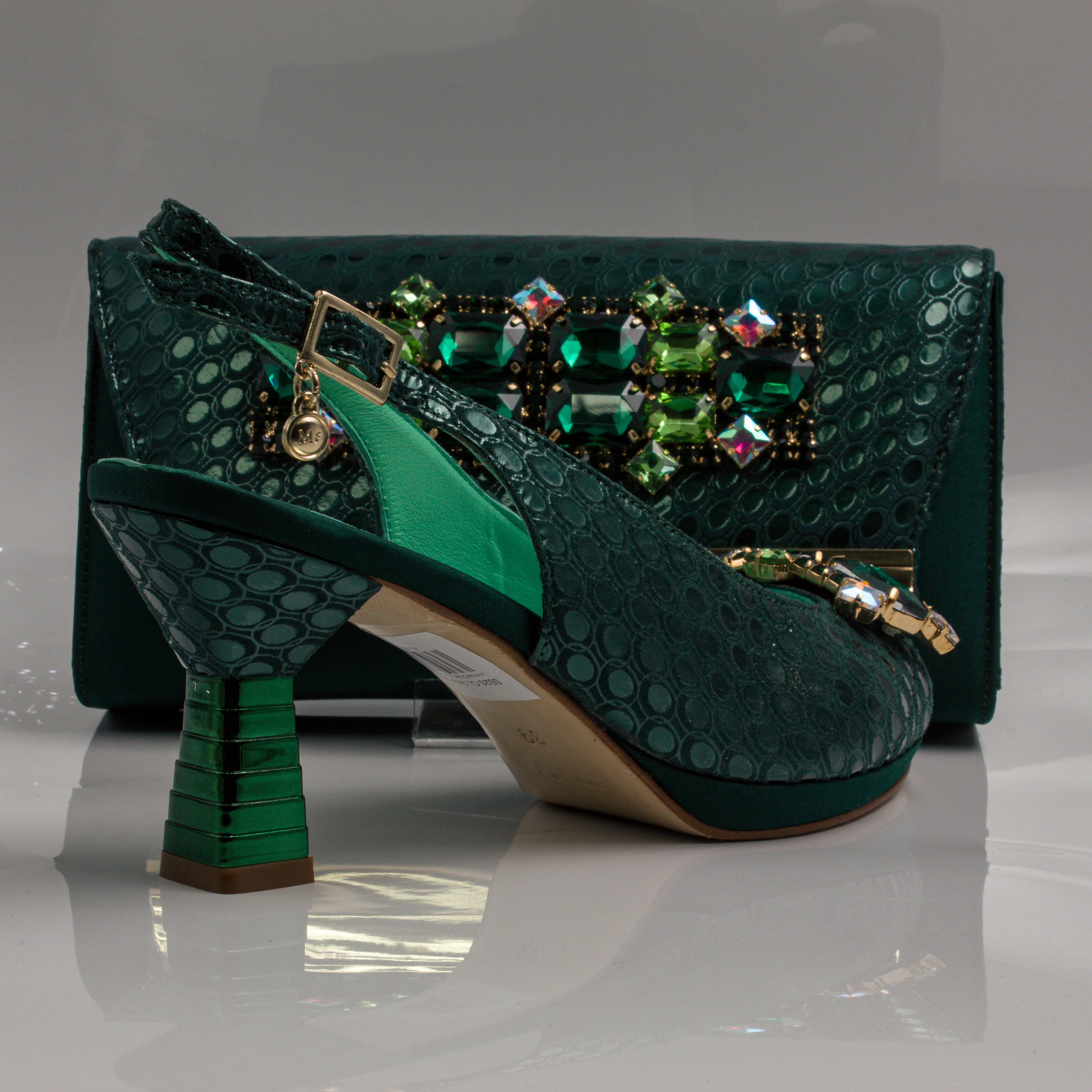 Emerald Green Lorenza Jewel Heel Set