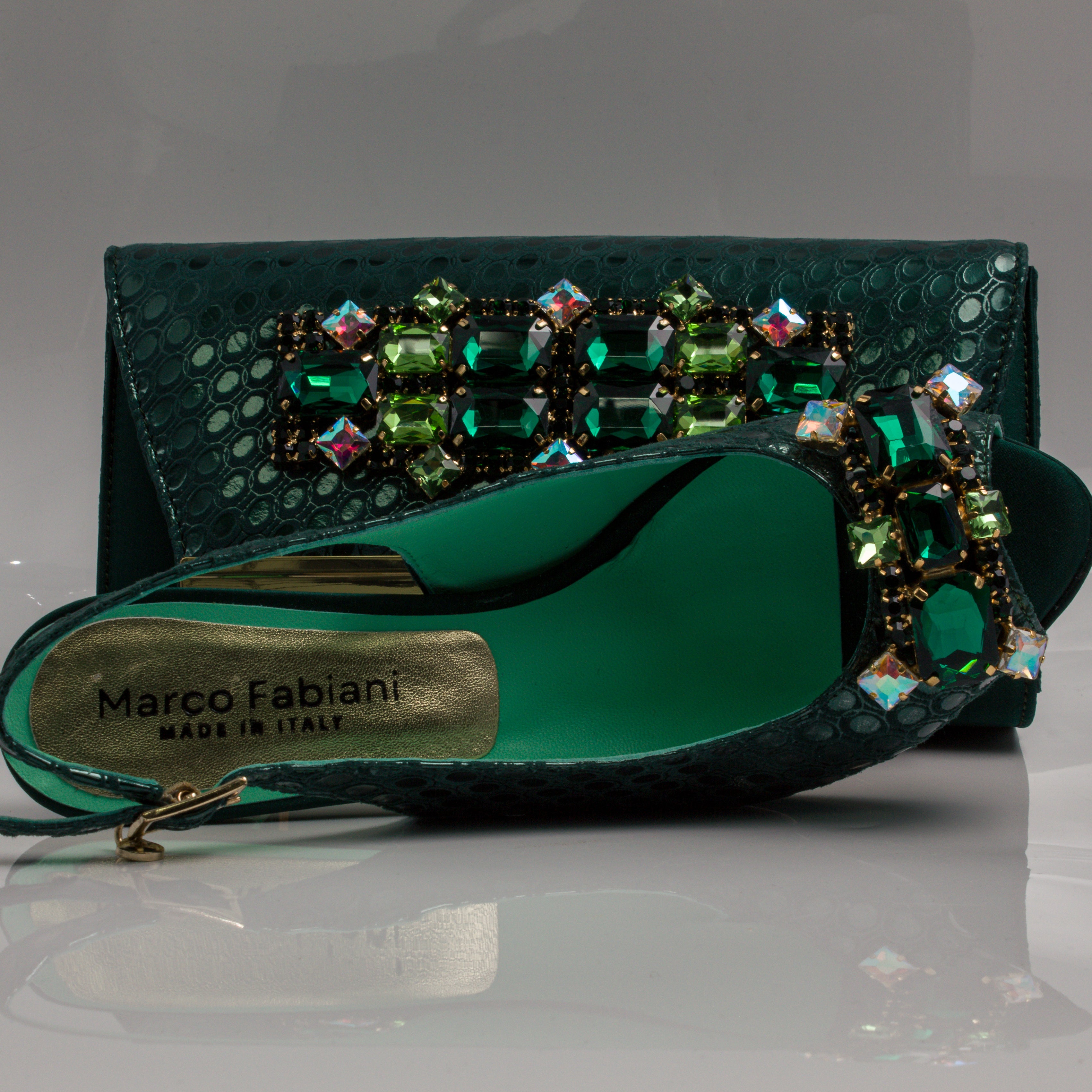 Emerald Green Lorenza Jewel Heel Set