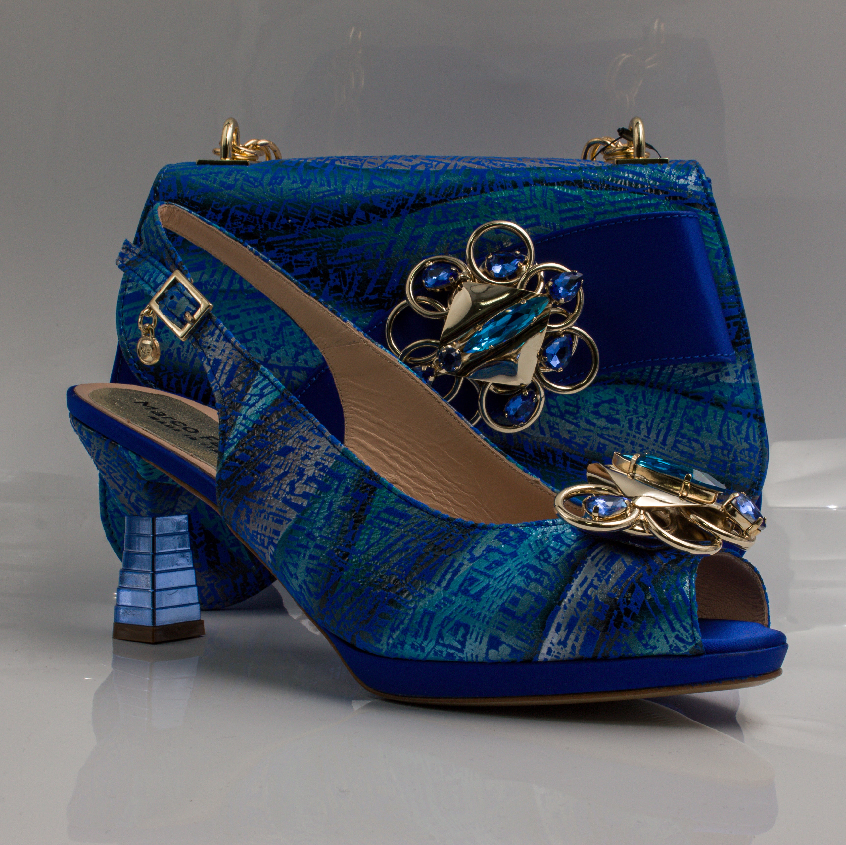 Royal Blue Etched Abstract Jewel Heel Set