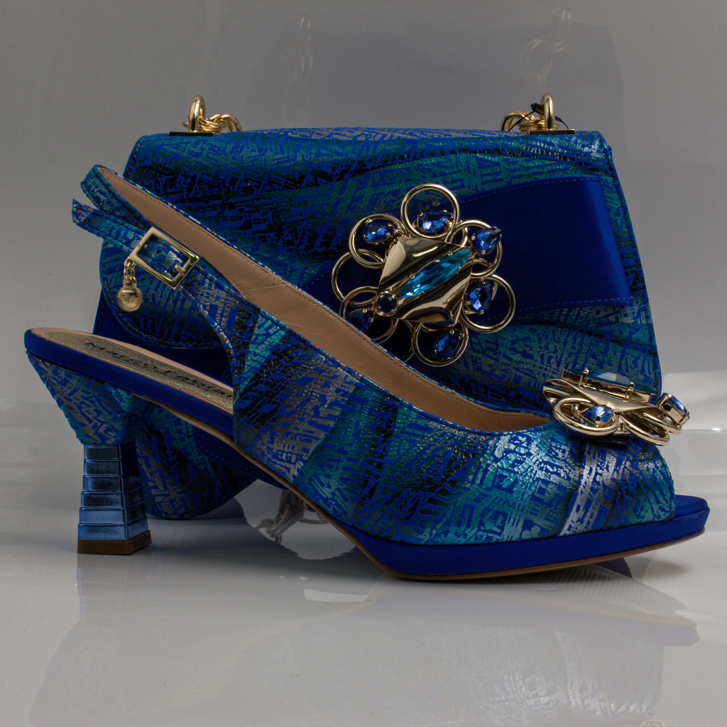 Royal Blue Etched Abstract Jewel Heel Set