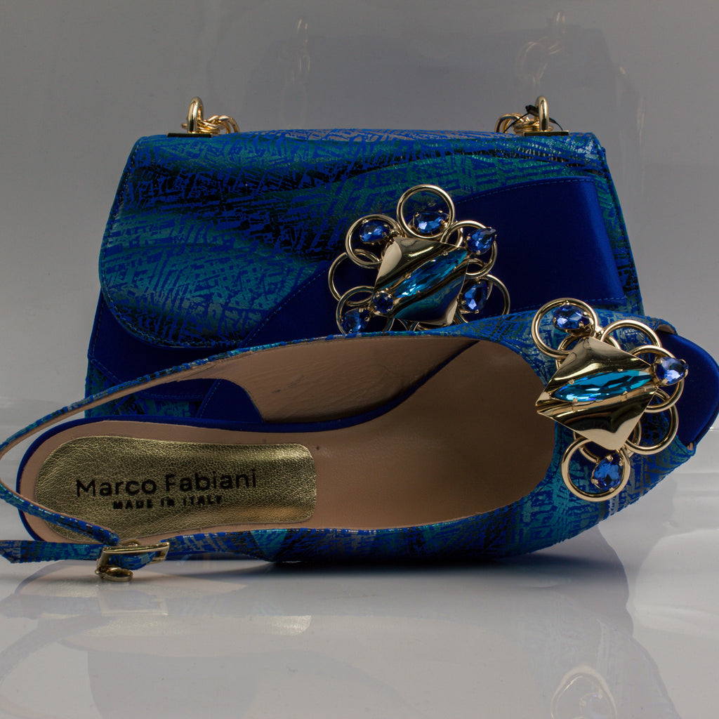 Royal Blue Etched Abstract Jewel Heel Set