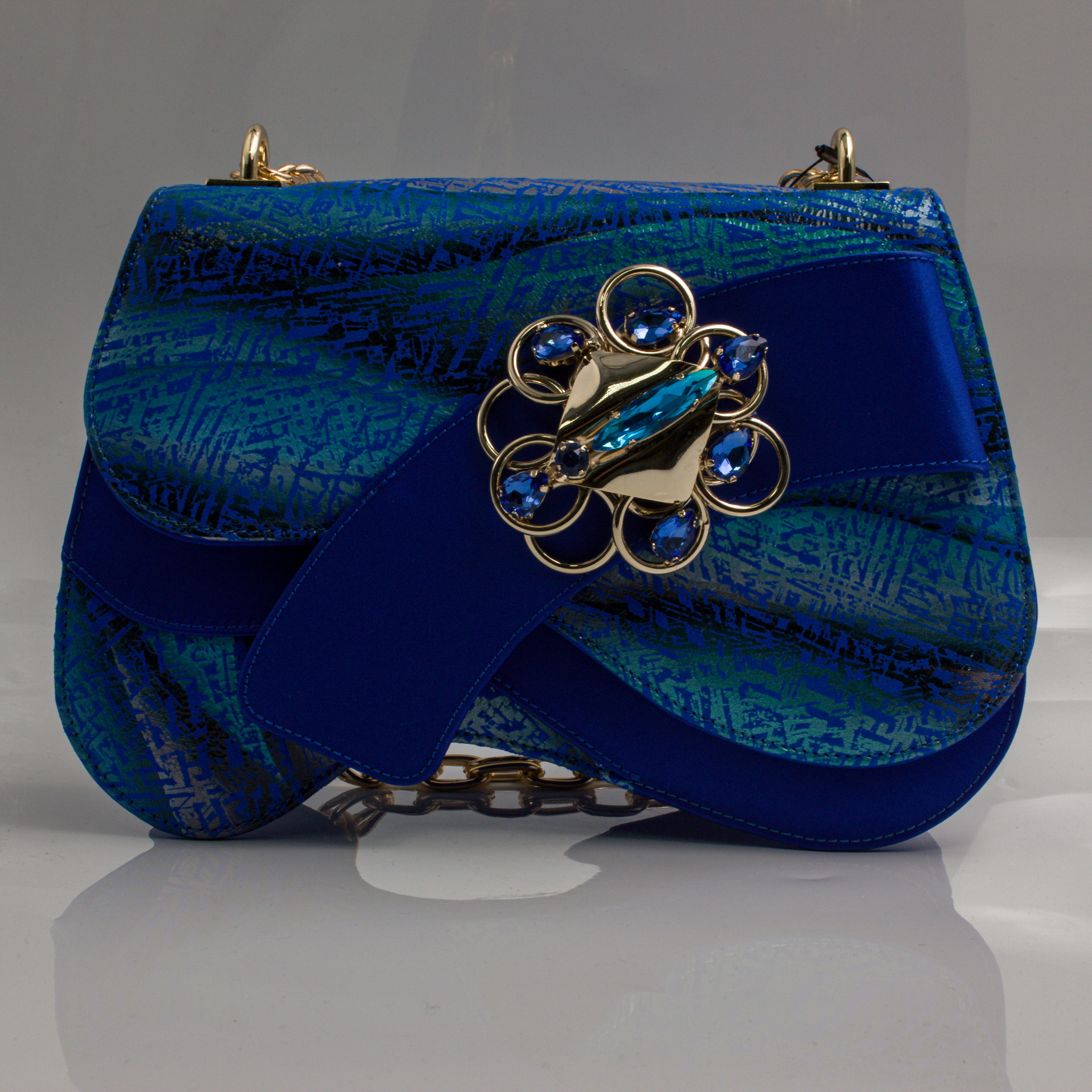 Royal Blue Etched Abstract Jewel Heel Set