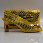 Yellow Lorenza Jewel Heel Set - Italian Shoe and Bag Set - Classic Shoes London