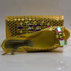 Yellow Lorenza Jewel Heel Set - Italian Shoe and Bag Set - Classic Shoes London