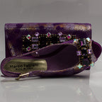 Purple Marcella Jewel Heel Set - Italian Shoe and Bag Set - Classic Shoes London