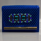 Royal Blue Lorenza Jewel Heel Set - Italian Shoe and Bag Set - Classic Shoes London