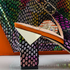 Orange Multi Square Set - Italian Shoe and Bag Set - Classic Shoes London