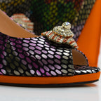 Orange Multi Square Set - Italian Shoe and Bag Set - Classic Shoes London
