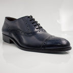 Navy Blue Brogue Cap-Toe Oxfords Office Shoes - Italian Men's Shoes - Classic Shoes London