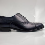 Navy Blue Brogue Cap-Toe Oxfords Office Shoes - Italian Men's Shoes - Classic Shoes London