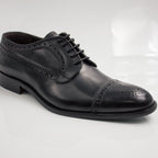 Black Brogue Cap-Toe Derby Office Shoes - Italian Men's Shoes - Classic Shoes London