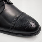 Black Brogue Cap-Toe Derby Office Shoes - Italian Men's Shoes - Classic Shoes London