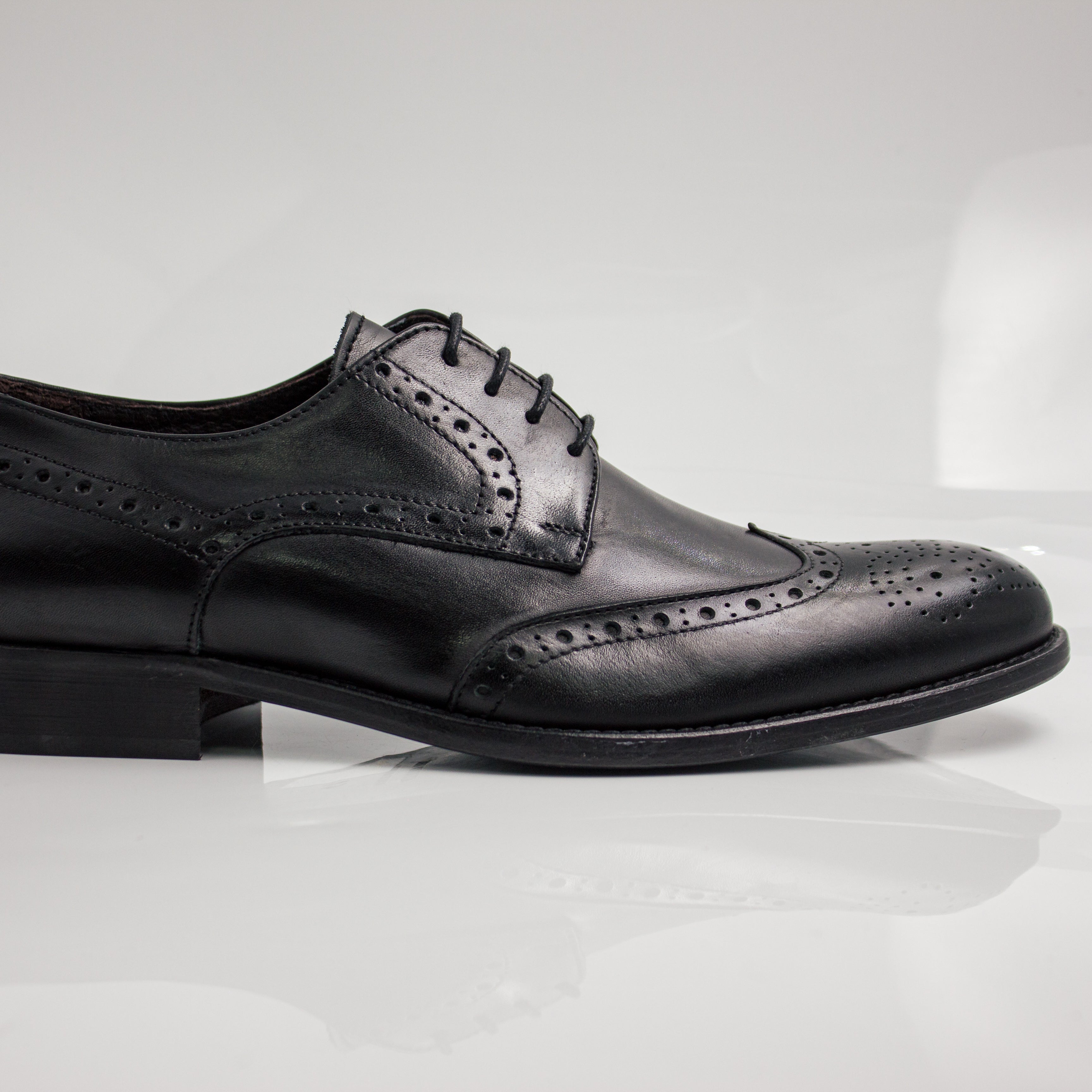 Black Brogue Wingtip Derby Office Shoes