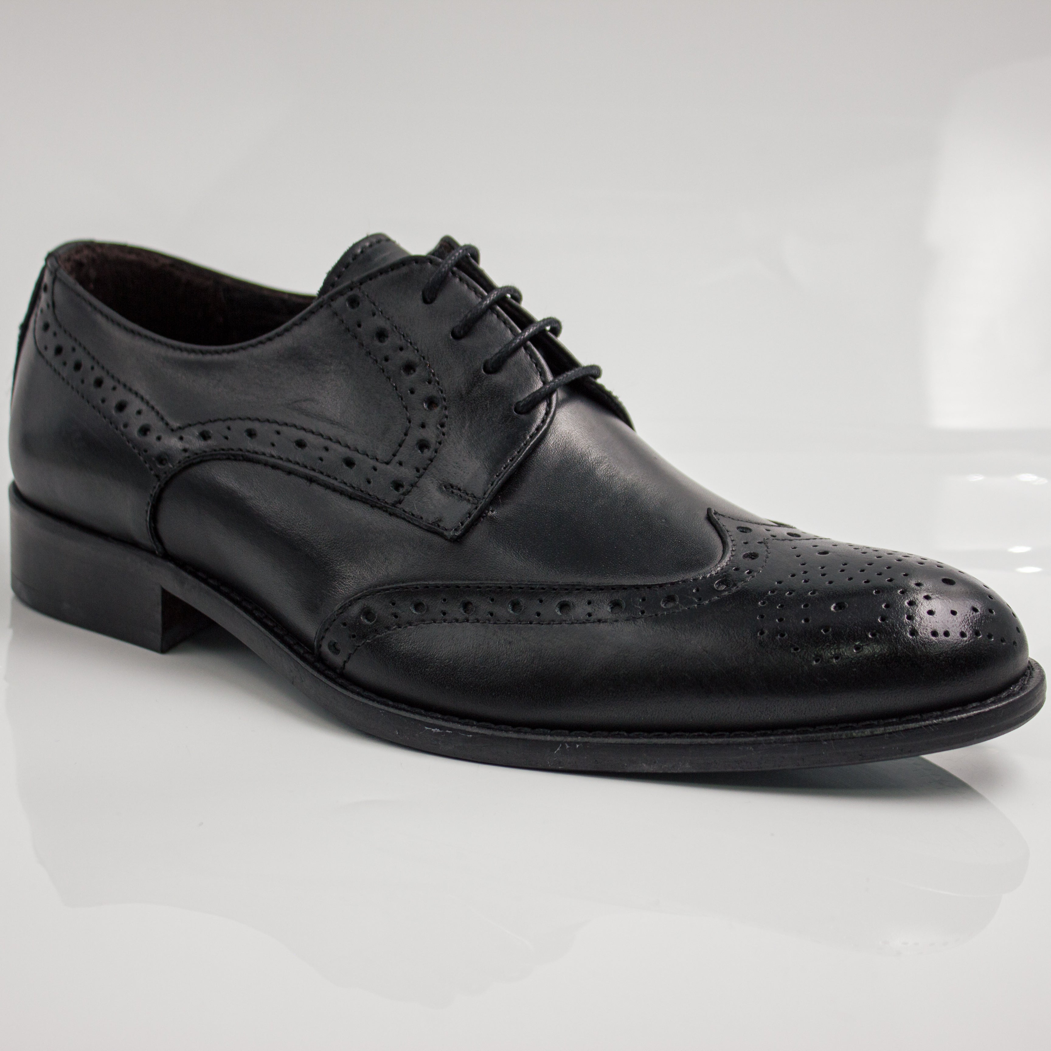 Black Brogue Wingtip Derby Office Shoes