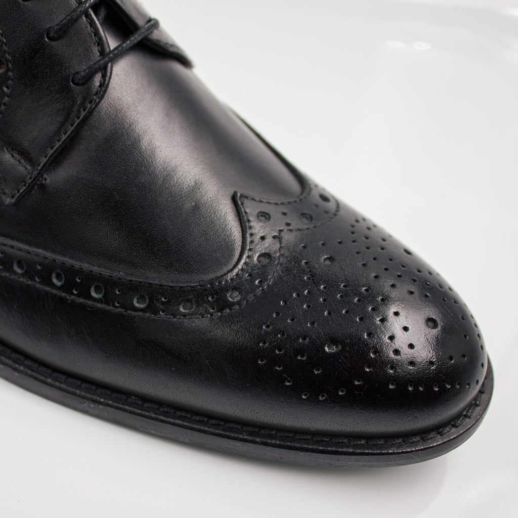 Black Brogue Wingtip Derby Office Shoes