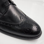 Black Brogue Wingtip Derby Office Shoes - Italian Men's Shoes - Classic Shoes London