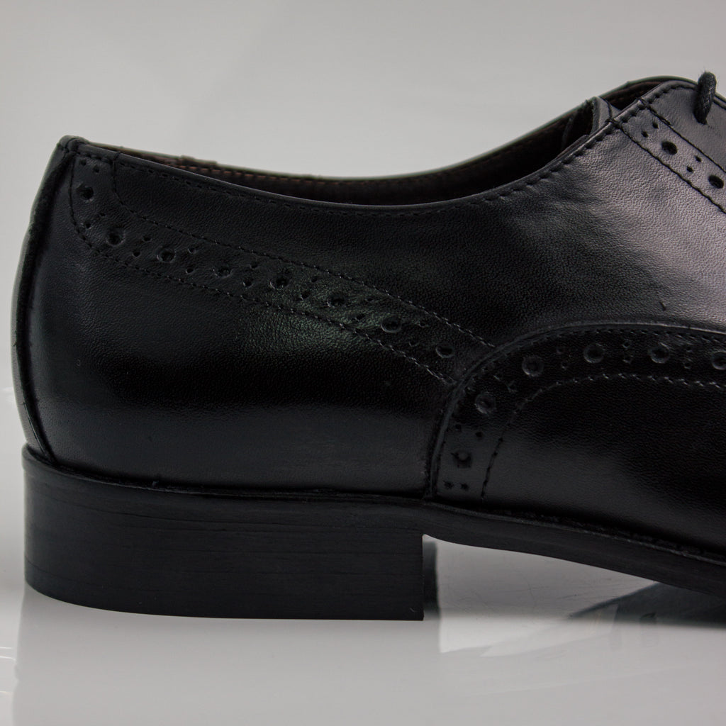 Black Brogue Cap-Toe Oxfords Office Shoes