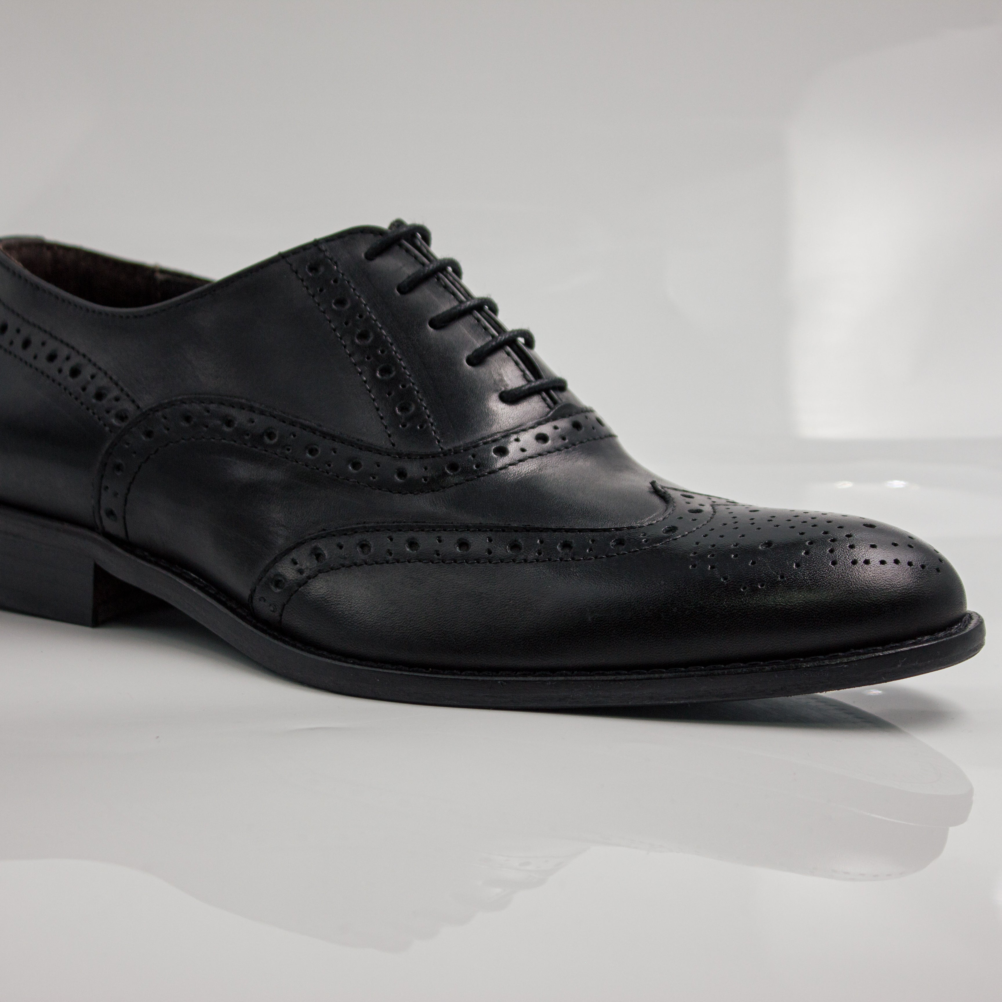 Black Brogue Wingtip Oxfords Office Shoes