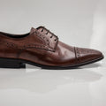 Brown Brogue Pointed Cap-Toe Derby Office Shoes