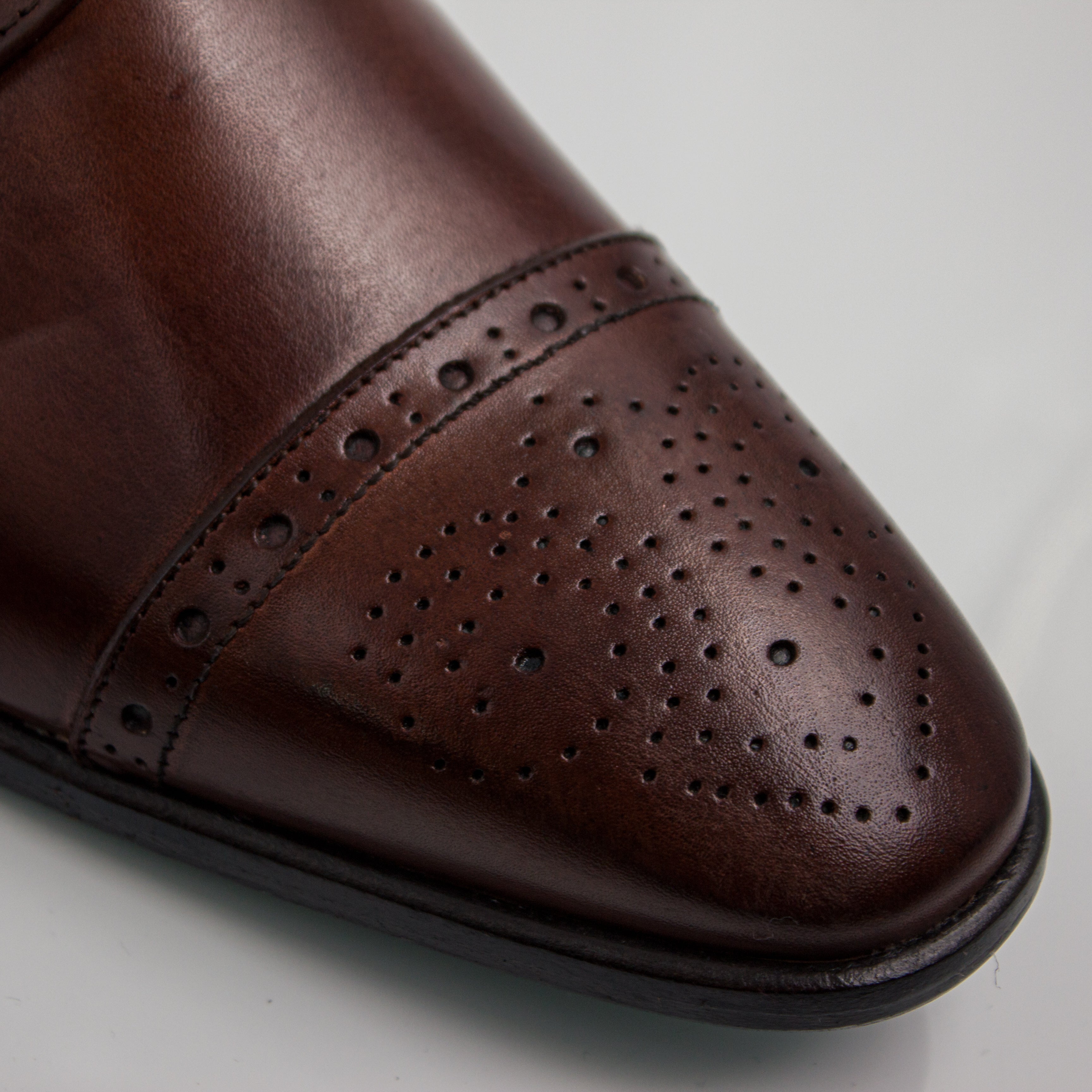 Brown Brogue Pointed Cap-Toe Derby Office Shoes