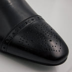 Black Brogue Pointed Cap-Toe Derby Office Shoes - Italian Men's Shoes - Classic Shoes London
