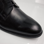 Black Derby Plain Office Shoes - Italian Men's Shoes - Classic Shoes London