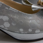 Silver Hexagonal Dots Low Heels - Italian Women's Heels - Classic Shoes London