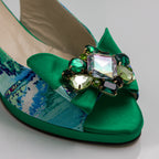 Leaf Green Aqua Mix Low Set - Italian Shoe and Bag Set - Classic Shoes London