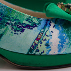 Leaf Green Aqua Mix Low Set - Italian Shoe and Bag Set - Classic Shoes London