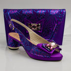 Purple Floral Print Set - Italian Shoe and Bag Set - Classic Shoes London
