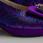 Purple Floral Print Set - Italian Shoe and Bag Set - Classic Shoes London