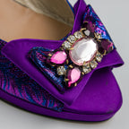 Purple Floral Print Set - Italian Shoe and Bag Set - Classic Shoes London