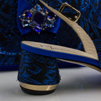 Royal Blue Leaf Low Set - Italian Shoe and Bag Set - Classic Shoes London