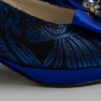 Royal Blue Leaf Low Set - Italian Shoe and Bag Set - Classic Shoes London