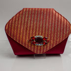 Wine Gold Chevron Low Wedge Set - Italian Shoe and Bag Set - Classic Shoes London