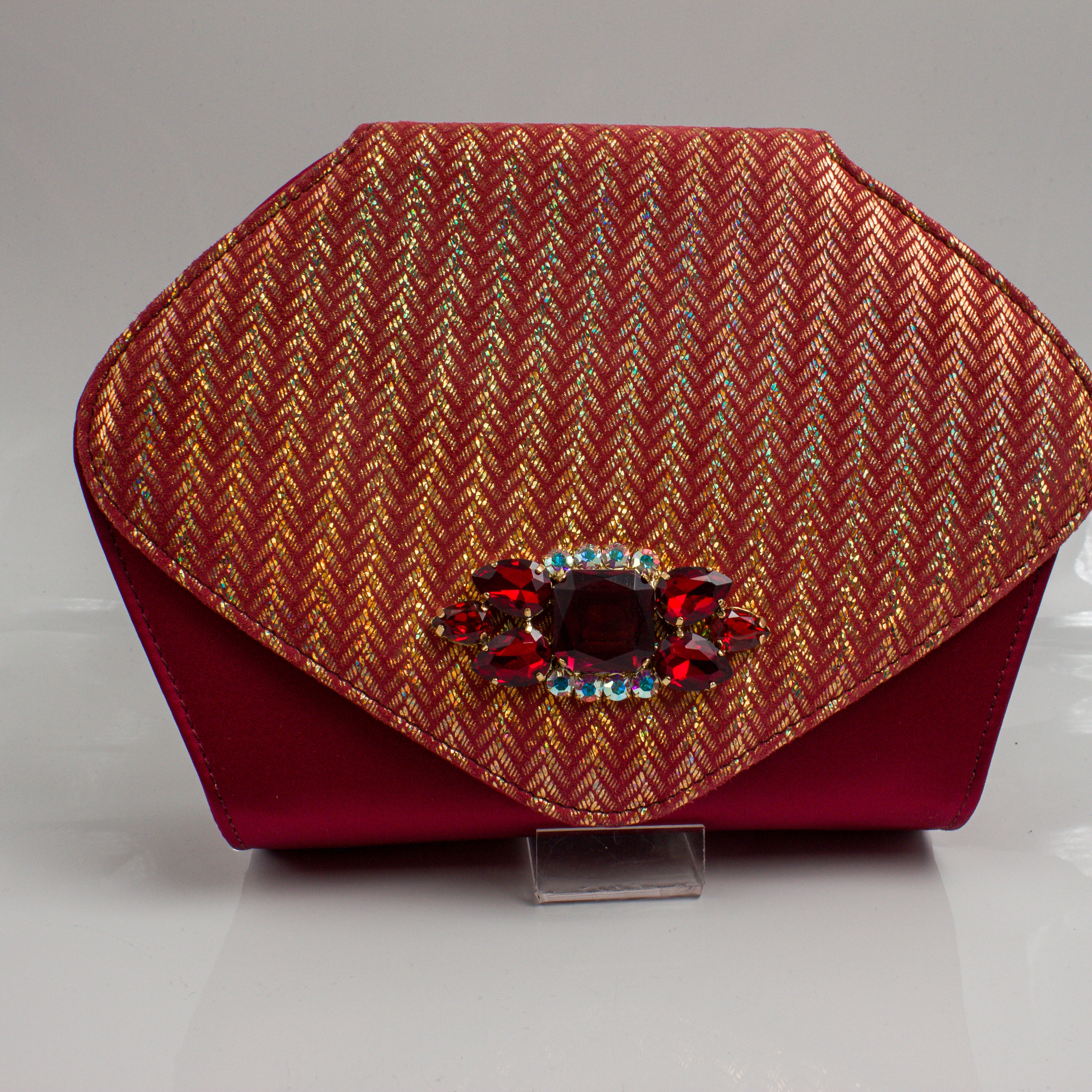 Wine/Gold Chevron Low Wedge Set