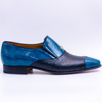 Sapphire Blue Ostrich Python Captoe Shoes - Italian Men's Shoes - Classic Shoes London