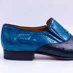Sapphire Blue Ostrich Python Captoe Shoes - Italian Men's Shoes - Classic Shoes London